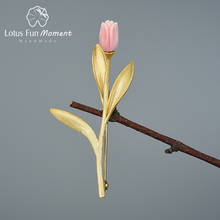 Broches de flor de tulipa do hora da diversão de lótus, amor eterno, prata esterlina 925, joias finas criativas, melhor presente para mulheres 2024 - compre barato