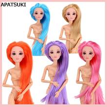 Cabeça de boneca para cabelos lisos e longos, cores sortidas para bonecas de 11.5 ", acessórios diy para bonecas 1/6 bjd, brinquedo de casa, acessórios para crianças 2024 - compre barato