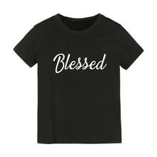 Детская футболка с принтом «blessed», рубашка для мальчиков и девочек, одежда для малышей, забавные уличные футболки, CZ-139 2024 - купить недорого