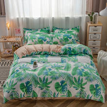 Fronha de edredom com folhas verdes, 3 pçs, 220x240 /200x200 /175x220, tamanho único, casal, queen, capa de cama 2024 - compre barato