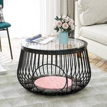 Nordic simple tea table living room creative round apartment wrought iron household storage people cat sharing coffee table 2024 - buy cheap