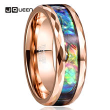New 8MM Wide 2.3MM Thick Electroplated Rose Gold Batch Flower Inlaid Abalone Shell Tungsten Steel Ring Tungsten Carbide Jewelry 2024 - buy cheap