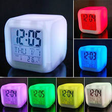 Reloj despertador LED con 7 colores que cambian de Color, dispositivo Digital de escritorio, termómetro, despertador brillante de noche, para oficina, estudio y dormitorio, envío directo 2024 - compra barato