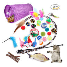 Túnel de juguete plegable para gato, Bola de campana divertida, palo de pluma, forma de ratón, gatito, mascota, juegos interactivos surtidos 2024 - compra barato
