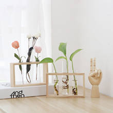 3 пробирки, стеклянный плантатор, ваза для цветов с деревянным держателем для размножения гидропонных растений 2022 - купить недорого