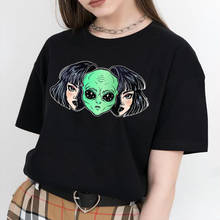 Alien impresión divertida Vintage dibujos animados novedad de verano Mujer punk casual de gran tamaño de manga corta tops hip hop Harajuku camiseta casual 2024 - compra barato