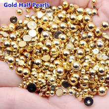 1.5mm - 12mm Gold Flatback Pearl 2mm Nail Beads DIY Beauty Nail Art Decorations Craft ABS Imitation Pearls Half Round Nail Art 2024 - buy cheap