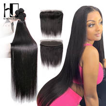 30 34 40 Inch Bundles With 13x4 Lace Closure Frontal Straight Brazilian Hair Weave 3 4 Bundles With Closure Remy Hair Extension 2024 - buy cheap