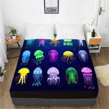 Sábana bajera 3D HD 160x20/150x200, sábanas de cama con banda elástica, Funda de colchón, ropa de cama, sábanas de medusas de colores 2024 - compra barato