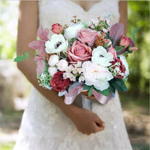 Flores flores de casamento vintage, buquês de peônias românticas rosas, rosa, plana de mão, vintage, rosa, rosa, noivas 2024 - compre barato