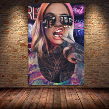 Abstracto sexy bad girl quadros em tela graffiti tatuagem mulher cartaz e impressão da arte parede para sala de estar cuadors sem moldura 2024 - compre barato