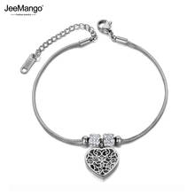 JeeMango Vintage CZ Crystal & Heart Charm Bracelets For Women Stainless Steel Snake Chain Bohemia Beach Bracelet Браслет JB19119 2024 - buy cheap