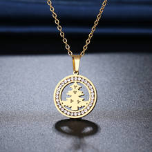 CACANA 316L ожерелье из нержавеющей стали с рождественской елкой новые хрустальные стразы ожерелья для женщин Свадебные подарки на день Святого Валентина 2024 - купить недорого