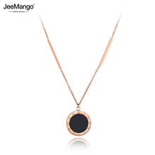 JeeMango Fashion Stainless Steel Roman Numerals Black Acrylic Pendant Necklace For Women Sweater Chian 28" Long Necklace JN19165 2024 - buy cheap