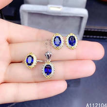 KJJEAXCMY fine jewelry 925 sterling silver natural sapphire women fresh classic gem earrings ring pendant necklace suit support 2024 - buy cheap