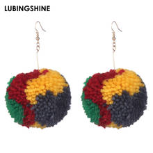 Fashion Plush Ball Dangle Earrings For Women Cute Colorful Red Pink Pompom Big Earring Long Earrings Girl Gifts Accessories 2024 - buy cheap