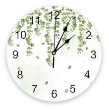 Watercolor Eucalyptus Leaves Plant Green Wall Clock Kitchen Living Room Wall Ornament Wall Clock Modern Design 2024 - buy cheap