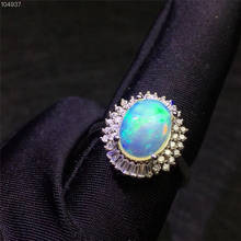 Anel de prata opala natural para mulheres, 8 mm * 10mm, anel de opala australiana 925, joias de opala, presente de aniversário para meninas 2024 - compre barato