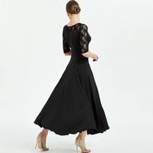 Venda de vestidos de dança de salão preto, vestido longo de renda para mulheres, roupa de dança de tango 2024 - compre barato