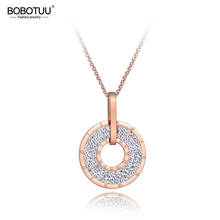 BOBOTUU-collares con colgante de cristal de disco de números romanos de acero de titanio para mujer, suéter bohemio de Chian, collar largo de 28 pulgadas, BN19160 2024 - compra barato