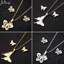 Jisensp Delicate Butterfly Earrings for Women Fashion Animal Necklaces & Pendants Butterfly Jewelry Sets Girl Gifts Bijoux 2024 - buy cheap
