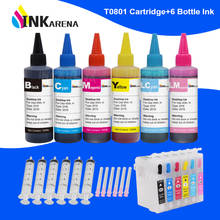 INKARENA 6 Color T0801 Printer Ink Cartridges + 600ml Ink Refill Kits For Epson Stylus Photo P50 T59 R265 270 285 290 360 2024 - buy cheap