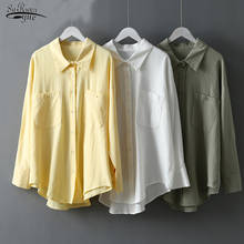 Blusa informal holgada de algodón con manga larga para otoño, Camisa larga con botones para Mujer, color liso, 2020 2024 - compra barato