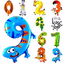 Globos de números con forma de figura Digital de jungla, globos inflables de aluminio para niños, fiesta de cumpleaños, decoración del Día de los niños 2024 - compra barato