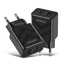 PD 18W QC 3.0 Quick Charger USB Power Adapter 5V Type-C Travel Wall EU US UK Fast Charger For Mobile Phone Huawei Xiaomi IPad 2024 - buy cheap
