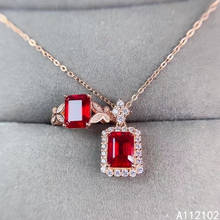 Изящные Ювелирные изделия KJJEAXCMY, инкрустированные натуральным Рубином, роскошный комплект для девочек в китайском стиле, подвеска-кольцо с драгоценным камнем, поддержка проверки 2024 - купить недорого