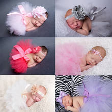 Saia tutu de bebê para fotos, roupa de princesa para recém-nascidos com adereços e flor, vestuário infantil, 0-1 meses 2024 - compre barato
