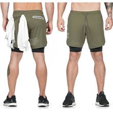 Pantalones cortos deportivos para hombre, 2 en 1, de doble cubierta, secado rápido, para gimnasio y trotar, M-4XL 2024 - compra barato