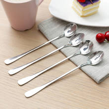 Colher de aço inoxidável com cabo de 19cm, 2 peças, utensílios de cozinha para misturar leite, chá, sobremesa 2024 - compre barato