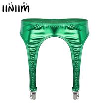 Womens Shiny Metallic Garter Belt with Four Metal Duck-Mouth Clips Suspender for Thigh High Stockings Sexy Pole Dance Clubwear 2024 - buy cheap