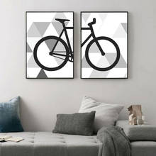 Preto bicicleta cartaz nórdico arte impressão escandinavo pintura da lona simplicidade imagem de parede para sala estar decoração unframe 2024 - compre barato