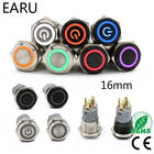 16mm Waterproof Metal Push Button Switch LED Light Oxide Black Momentary Latching Car Engine PC Power Switch Red Blue Green 12V 2026 - buy cheap 16mm Waterproof Metal Push Button Switch LED Light Oxide Black Momentary Latching Car Engine PC Power Switch Red Blue Green 12V 2026 - buy cheap