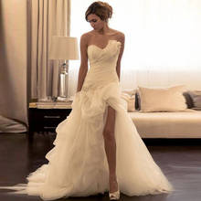 Romantic Organza Mermaid Wedding Dress Asymmetrical Beading Sweetheart Wedding Dresses High Slit Sweep Train Bridal Gowns 2024 - buy cheap