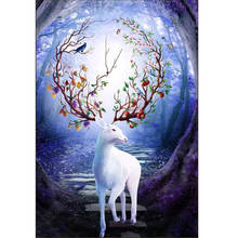 diamond mosaic White sika deer mosaic full square diamond embroidery diy diamond painting 3d picture of rhinestone cross stitch 2024 - buy cheap