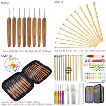 Conjunto de agulhas de bambu, conjunto de agulhas de crochê, com ganchos e agulhas de tricô, artes de crochê faça você mesmo, conjunto de acessórios de costura 2024 - compre barato