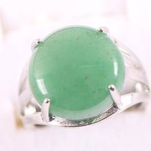 Anillo ajustable de piedra Natural para mujer, joya redonda de cabujón, Aventurina verde, para dedo, 1 ud., Z216 2024 - compra barato