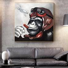 Macaco gorila fumar animal pintura da lona abstrata moderno cartazes e impressões cuadros arte da parede imagens para sala de estar decoração 2024 - compre barato