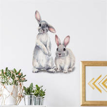 Два милых кроликов, детская комната, украшение для дома, наклейка на стену, самоклеющиеся виниловые обои, декор для детской комнаты, наклейка с кроликом 2024 - купить недорого