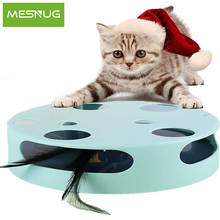 Электронные игрушки для кошек MESNUG, интерактивные качественные безопасные игрушки с низким уровнем шума, вращающиеся перьевые игрушки для котят, игровая коробка, стимулирующие охотничьи инстинкты 2024 - купить недорого