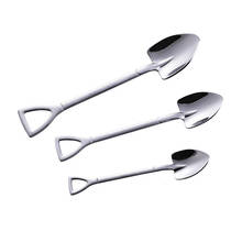 Creative Fuuny 304 Stainless Steel Mini Engineer Spade Teaspoon Cafe Long Handled Smoothies Cake Tea Coffee Shovel Spoon Fork 2024 - buy cheap