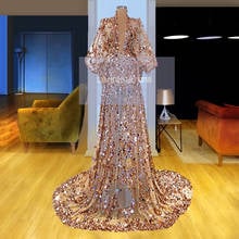 Sparkly 2020 Illusion Arabic Mermaid Evening Dress Floor-Length Beaded Sequins Prom Dress Vestido de festa Formal Dress Dubai 2024 - buy cheap