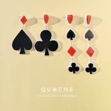 QUMENG Personality Acrylic Geometric Playing Card Long Earrings Female Plum Blossom Fashion stud earrings Punk NightClub Jewelry 2024 - buy cheap