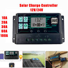 Controlador de carga solar automático, 12v 24v, saída mppt pwm, painel solar pv, carregador de célula solar, regulador de bateria, porta usb dupla 2024 - compre barato