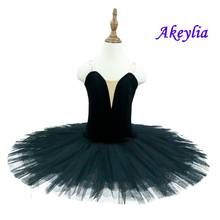 Tutú de Ballet de rendimiento Black swan, tutú de práctica sin decoraciones de 7 capas de tul, leotardo de ballet clásico, vestido 18044E 2024 - compra barato