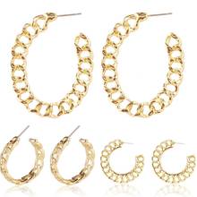 Simple Gold C Hoop Earrings for Women Metal Link Chain Geometric Earrings Round Big Circle Punk Earrings 2020 Jewelry Oorbellen 2024 - buy cheap