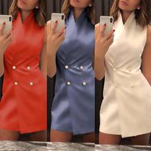 sexy dress sleeveless stand-collar dress summer dress elegant dress lady women dress sundress Plus-sized red,blue,white 2024 - buy cheap